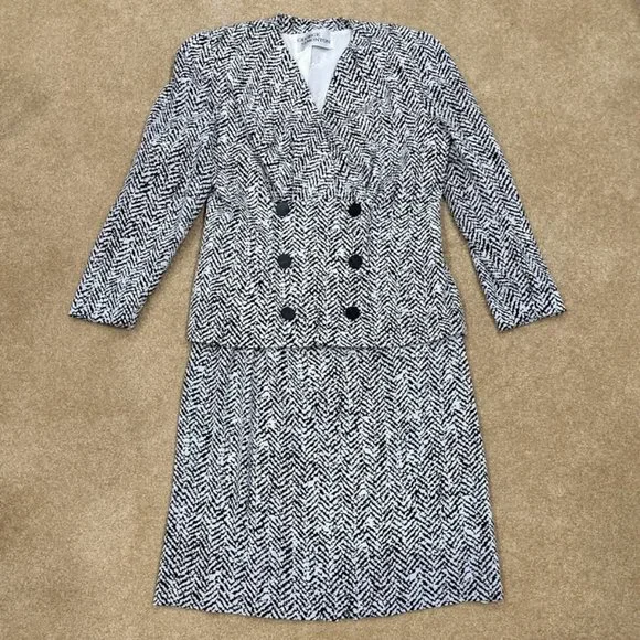 Vintage George Simonton Skirt Suit Black & White Patterned - Picture 10 of 10